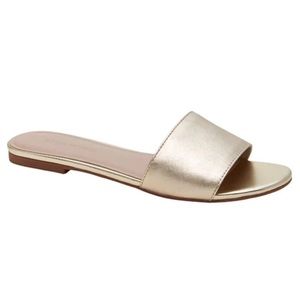 BANANA REPUBLIC • Gold Leather Slide Slip On Sandals Size 10M